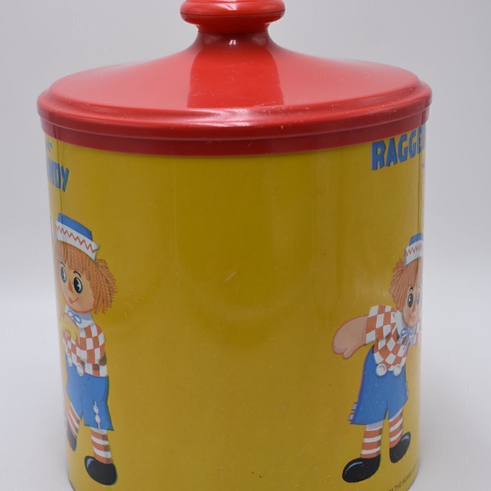 Old Vintage 1973 Cheinco Raggedy Ann And Andy Cookie Jar tin With lid vintage - Picture 6 of 10